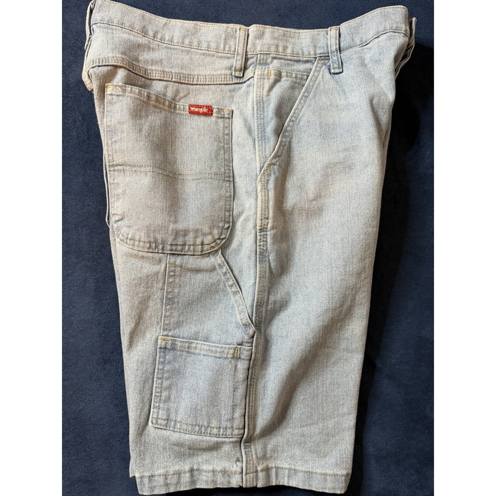 Vtg Wrangler Denim Cargo Shorts Mens Sz 30 Light Wash Utility Work Carpenter